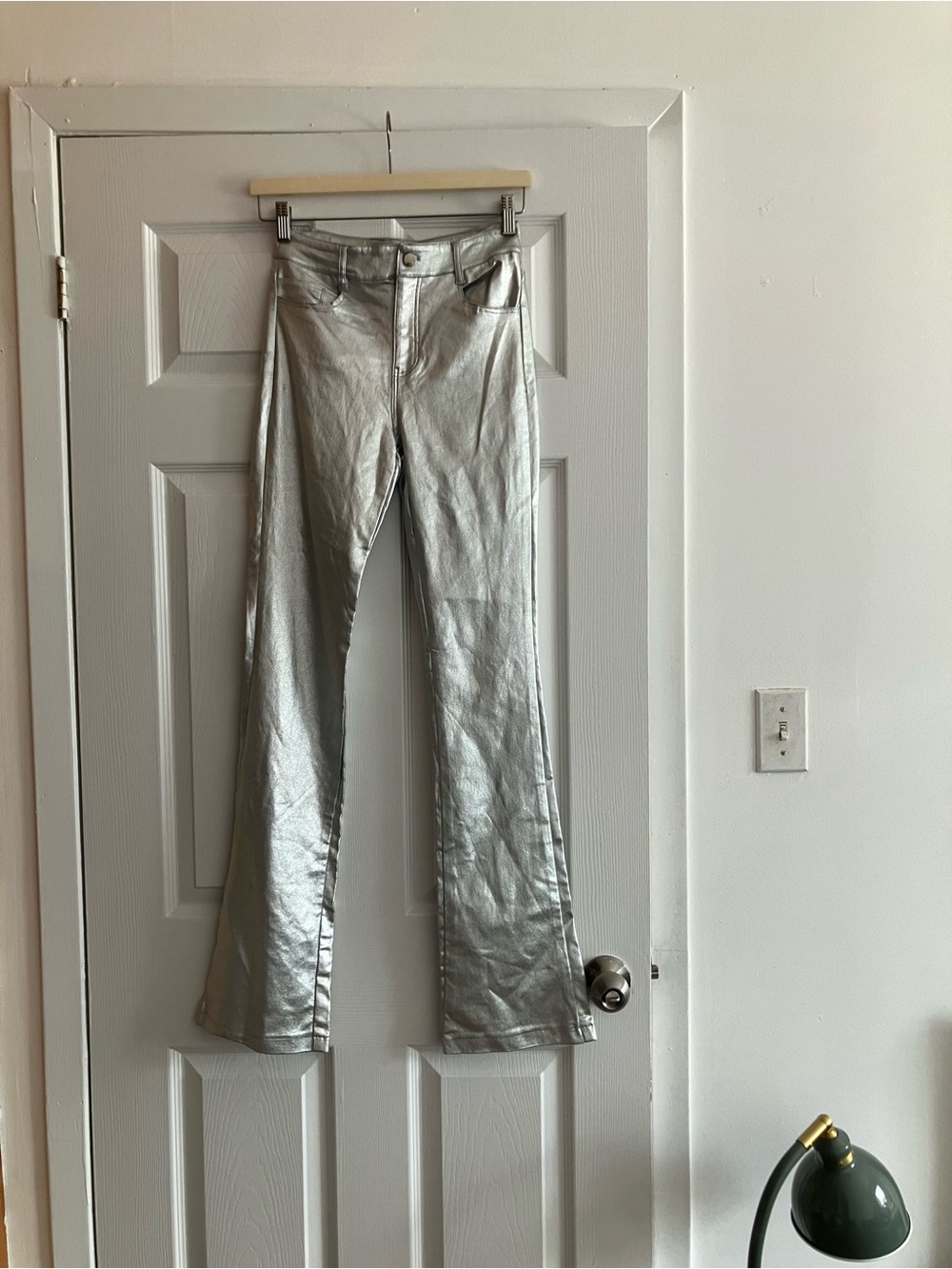 Fashion Nova Silver Flare Pants - Metallic Bootcut